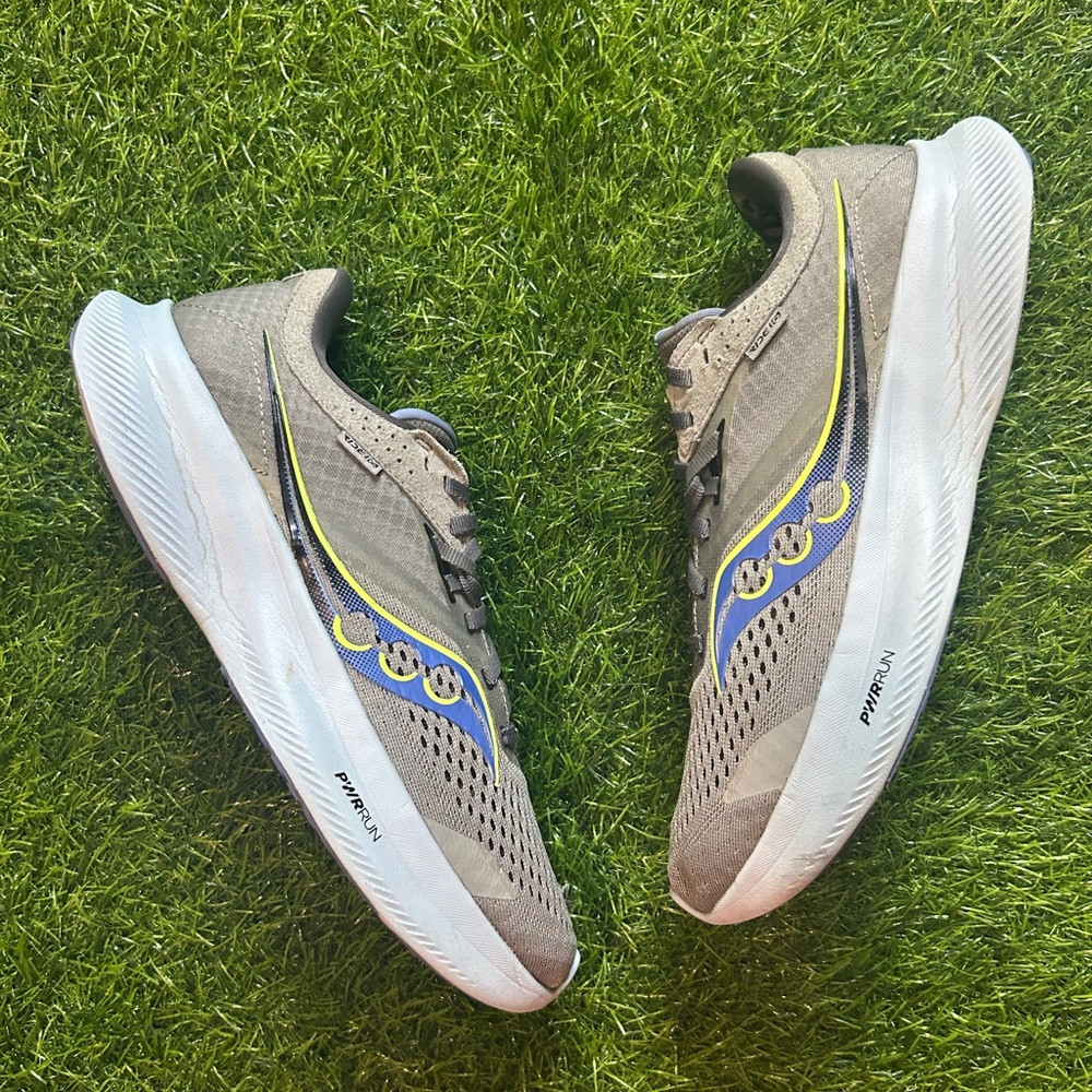 Saucony Women's Gray Sneakers with Blue and Yellow Accents